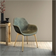 LeisureMod Markley Leather Dining Armchair Gold Legs Set of 2 in Olive Green