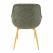LeisureMod Markley Leather Dining Armchair Gold Legs Set of 4 in Olive Green
