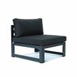 LeisureMod Chelsea 4-Piece Armless Patio Chairs with Black Cushions