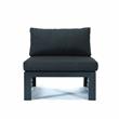 LeisureMod Chelsea 4-Piece Armless Patio Chairs with Black Cushions