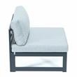 LeisureMod Chelsea 4-Piece Armless Patio Chairs with Light Grey Cushions