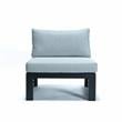 LeisureMod Chelsea 4-Piece Armless Patio Chairs with Light Grey Cushions