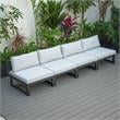LeisureMod Chelsea 4-Piece Armless Patio Chairs with Light Grey Cushions