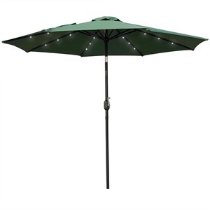 leisuremod sierra 9 ft green market patio tilt umbrella with solar led