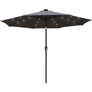 leisuremod sierra 9 ft gray market patio tilt umbrella with solar led