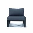 LeisureMod Chelsea 5-Piece Blue Armless Patio Chairs and Coffee Table Set