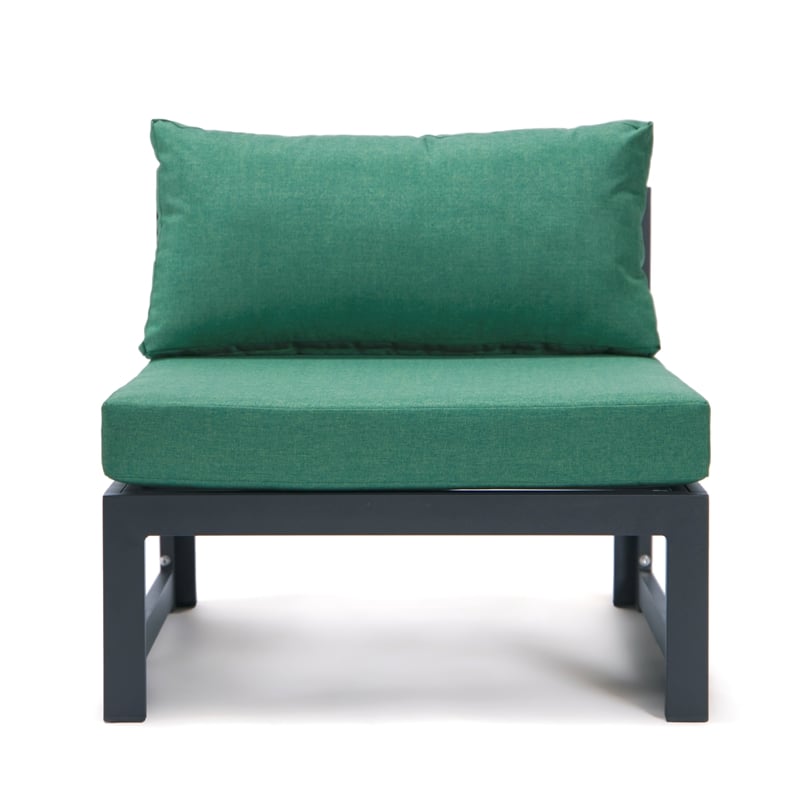 LeisureMod Chelsea 5-Piece Green Armless Patio Chairs and Coffee Table Set