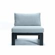 LeisureMod Chelsea 5-Piece Light Grey Armless Patio Chairs and Coffee Table Set