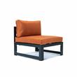 LeisureMod Chelsea 5-Piece Orange Armless Patio Chairs and Coffee Table Set