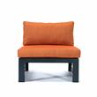 LeisureMod Chelsea 5-Piece Orange Armless Patio Chairs and Coffee Table Set