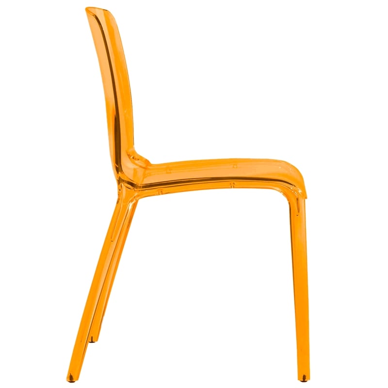 LeisureMod Murray Mid-Century Modern Dining Side Chair in Transparent Orange