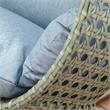 LeisureMod Outdoor Beige Wicker Hanging Double Egg Swing Chair in Charcoal Blue