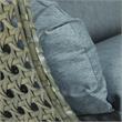LeisureMod Outdoor Beige Wicker Hanging Double Egg Swing Chair in Charcoal Blue
