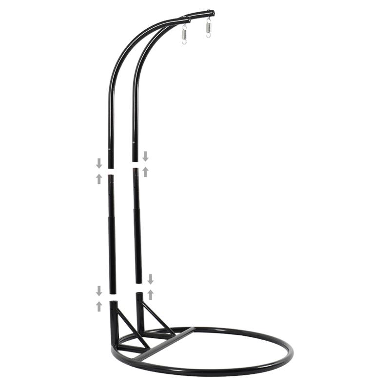 LeisureMod Outdoor Charcoal Wicker Hanging Double Egg Swing Chair in Beige