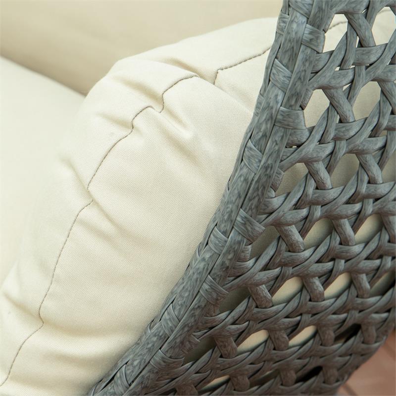 LeisureMod Outdoor Charcoal Wicker Hanging Double Egg Swing Chair in Taupe