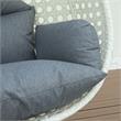 LeisureMod Outdoor White Wicker Hanging Double Egg Swing Chair in Charcoal Blue