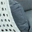 LeisureMod Outdoor White Wicker Hanging Double Egg Swing Chair in Charcoal Blue