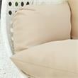 LeisureMod Outdoor White Wicker Hanging Double Egg Swing Chair in Beige