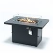 LeisureMod Chelsea 5-Piece Blue Armless Patio Chairs and Fire Pit Table Set