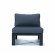 LeisureMod Chelsea 5-Piece Blue Armless Patio Chairs and Fire Pit Table Set