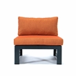 LeisureMod Chelsea 5-Piece Orange Armless Patio Chairs and Fire Pit Table Set