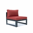 LeisureMod Chelsea 5-Piece Red Armless Patio Chairs and Fire Pit Table Set