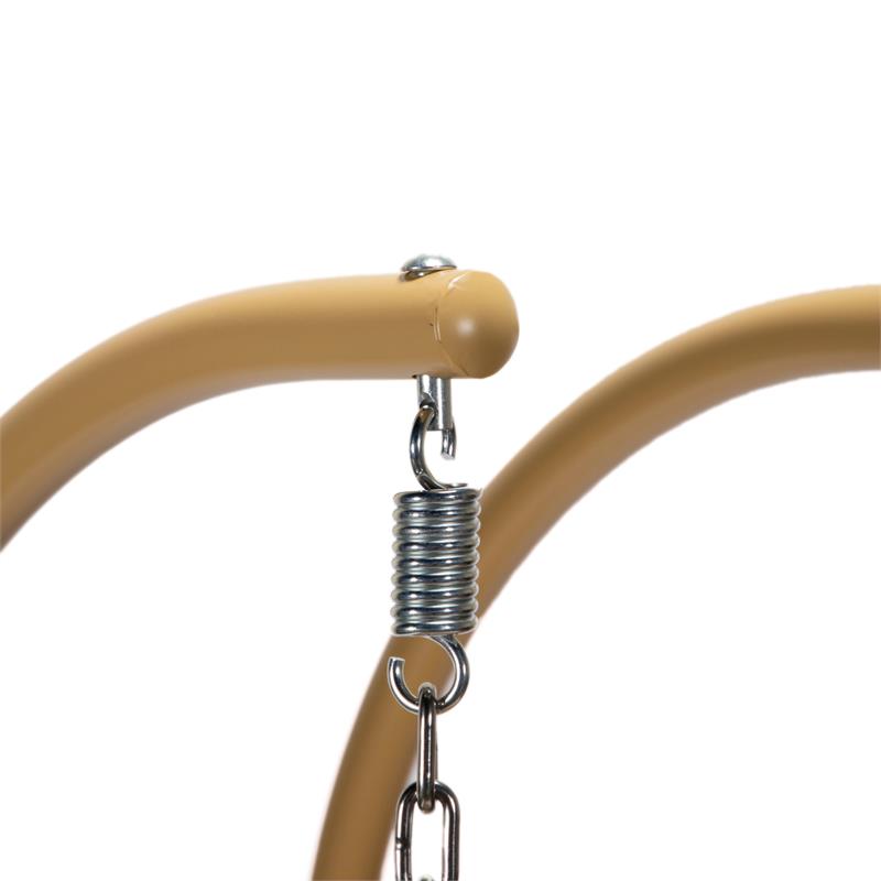 LeisureMod Mendoza Light Brown Wicker Patio Double Swing Chair in Black