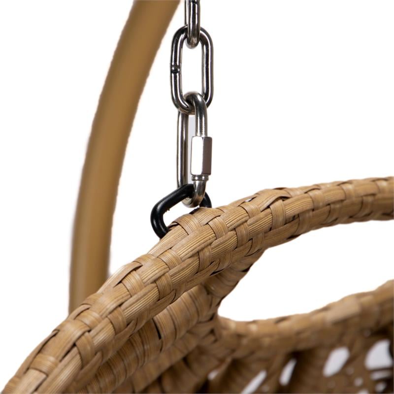 LeisureMod Mendoza Light Brown Wicker Patio Double Swing Chair in Cherry