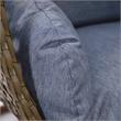 LeisureMod Beige Wicker Patio Egg Swing Chair with Stand in Charcoal Blue