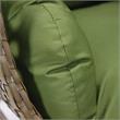 LeisureMod Beige Wicker Patio Egg Swing Chair with Stand in Dark Green