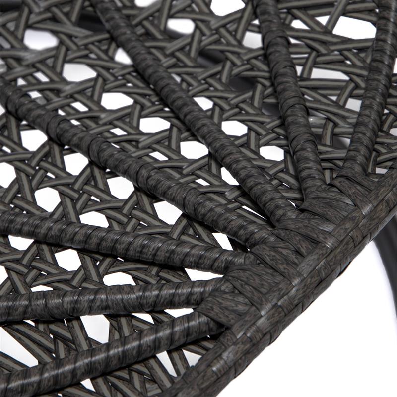 LeisureMod Charcoal Wicker Patio Egg Swing Chair with Stand in Beige