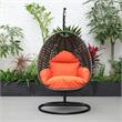 LeisureMod Charcoal Wicker Patio Egg Swing Chair with Stand in Orange