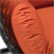 LeisureMod Charcoal Wicker Patio Egg Swing Chair with Stand in Orange