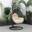 LeisureMod Charcoal Wicker Patio Egg Swing Chair with Stand in Taupe
