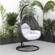 LeisureMod Charcoal Wicker Patio Egg Swing Chair with Stand in Light Grey