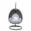 LeisureMod Charcoal Wicker Patio Egg Swing Chair with Stand in Light Grey
