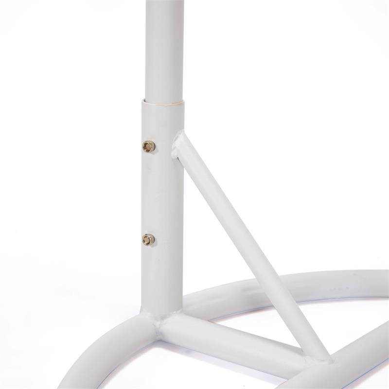 LeisureMod White Wicker Patio Egg Swing Chair with Stand in Cherry