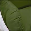 LeisureMod White Wicker Patio Egg Swing Chair with Stand in Dark Green