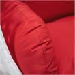 LeisureMod White Wicker Patio Egg Swing Chair with Stand in Red