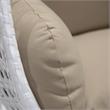 LeisureMod White Wicker Patio Egg Swing Chair with Stand in Taupe