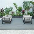 LeisureMod Chelsea 4-Piece Patio Sectional Loveseat Set with Beige Cushions