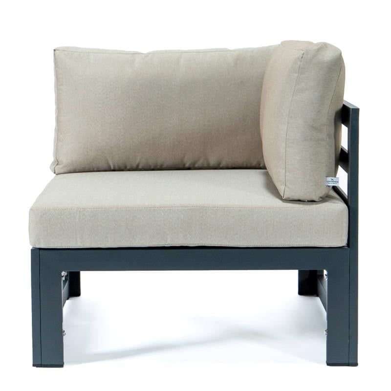 LeisureMod Chelsea 4-Piece Patio Sectional Loveseat Set with Beige Cushions