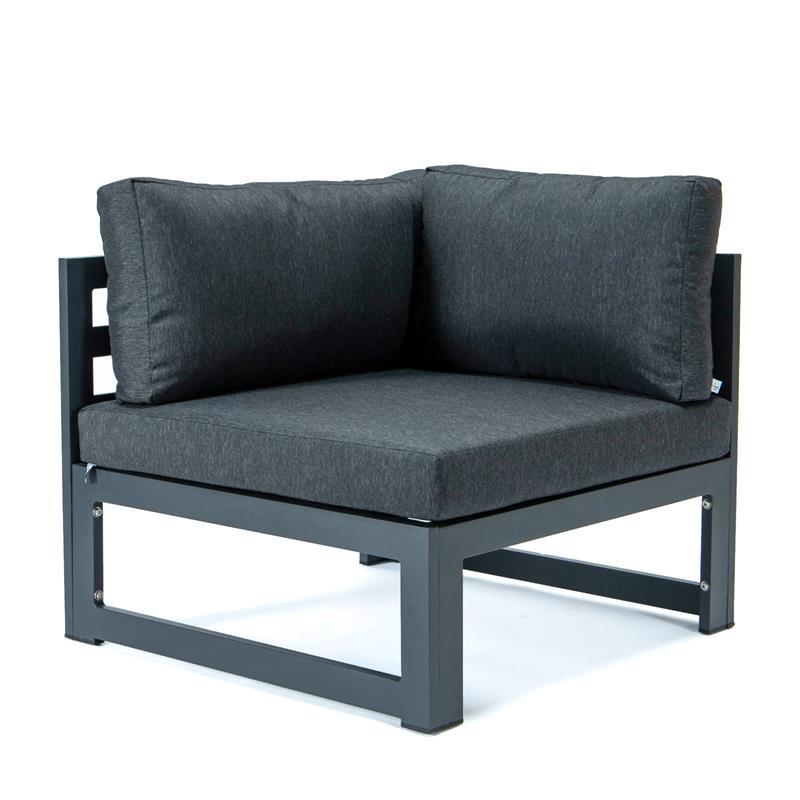 LeisureMod Chelsea 4-Piece Patio Sectional Loveseat Set with Black Cushions