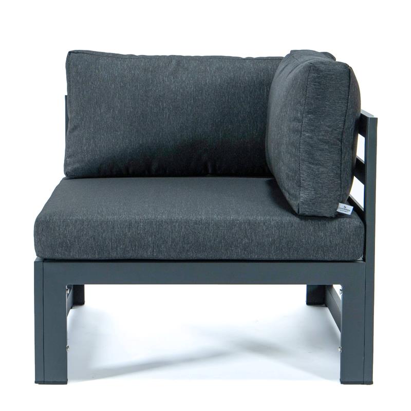 LeisureMod Chelsea 4-Piece Patio Sectional Loveseat Set with Black Cushions