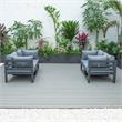 LeisureMod Chelsea 4-Piece Patio Sectional Loveseat Set with Blue Cushions
