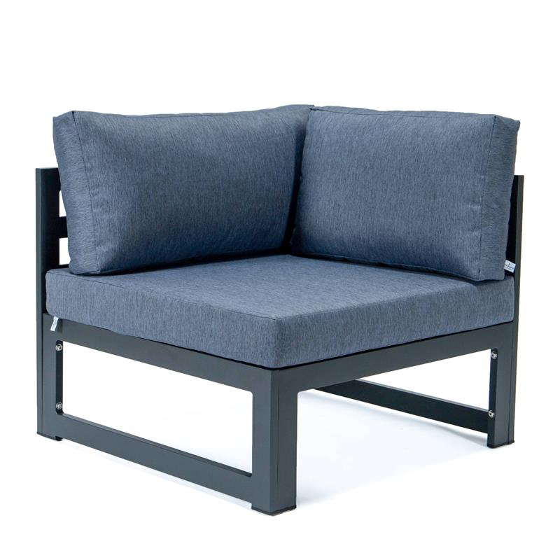 LeisureMod Chelsea 4-Piece Patio Sectional Loveseat Set with Blue Cushions