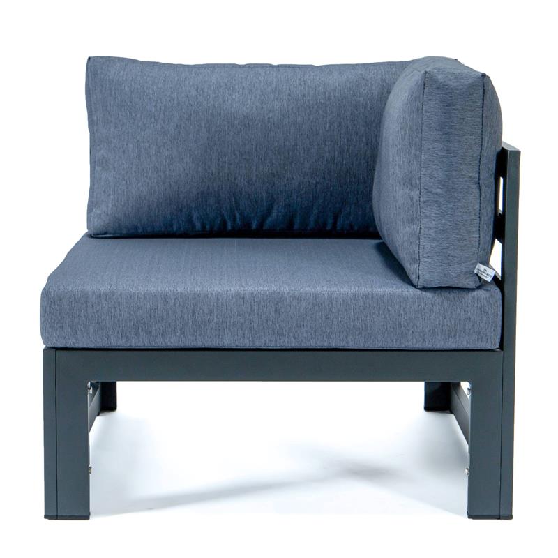 LeisureMod Chelsea 4-Piece Patio Sectional Loveseat Set with Blue Cushions