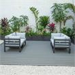 LeisureMod Chelsea 4-Piece Patio Sectional Loveseat Set with Light Grey Cushions