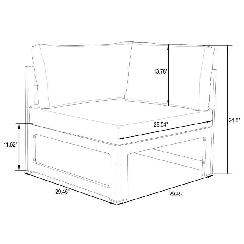 LeisureMod Chelsea 4-Piece Patio Sectional Loveseat Set with Light Grey Cushions