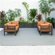 LeisureMod Chelsea 4-Piece Patio Sectional Loveseat Set with Orange Cushions